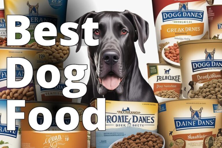 The featured image should contain a variety of high-quality dog food brands suitable for Great Danes